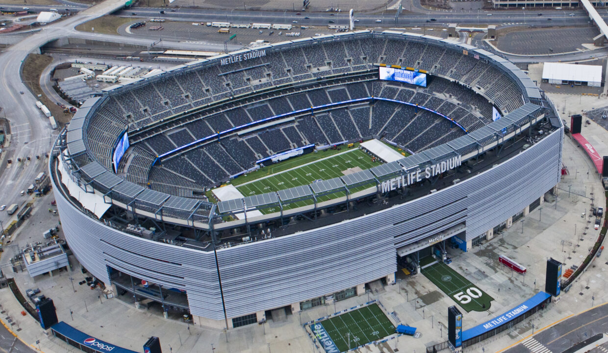 Aerial view of MetLife Stadium in East Rutherford, New Jersey, home venue for FIFA World Cup 2026 matches and the World Cup Final
