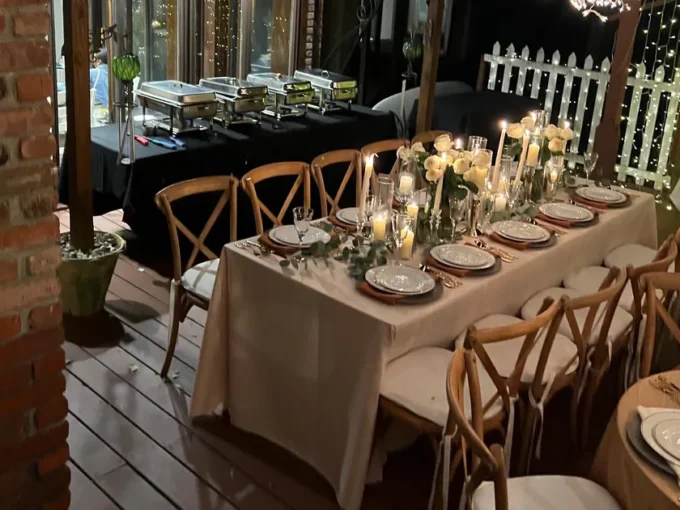 Beautifully decorated tables set for a wedding event at a Hudson Valley luxury venue