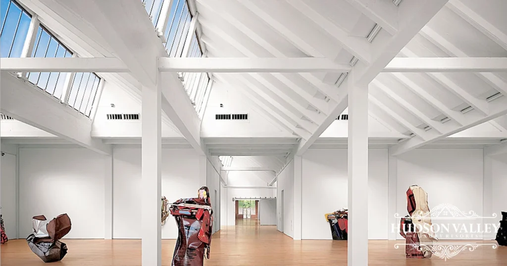 Interior of Dia Beacon museum natural light contemporary art gallery Hudson Valley