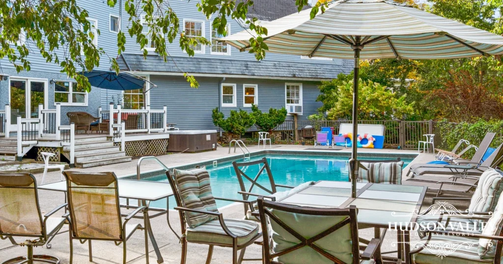 Knoll Shoal Farmhouse pool and patio Cornwall NY near Storm King Art Center