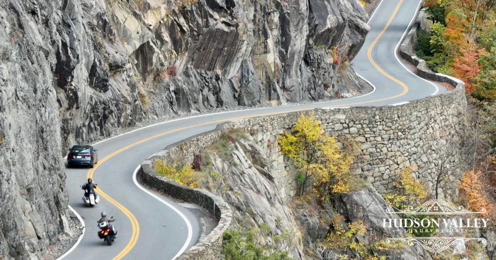 Scenic drive through Hudson Valley between Storm King and Dia Beacon Cornwall NY