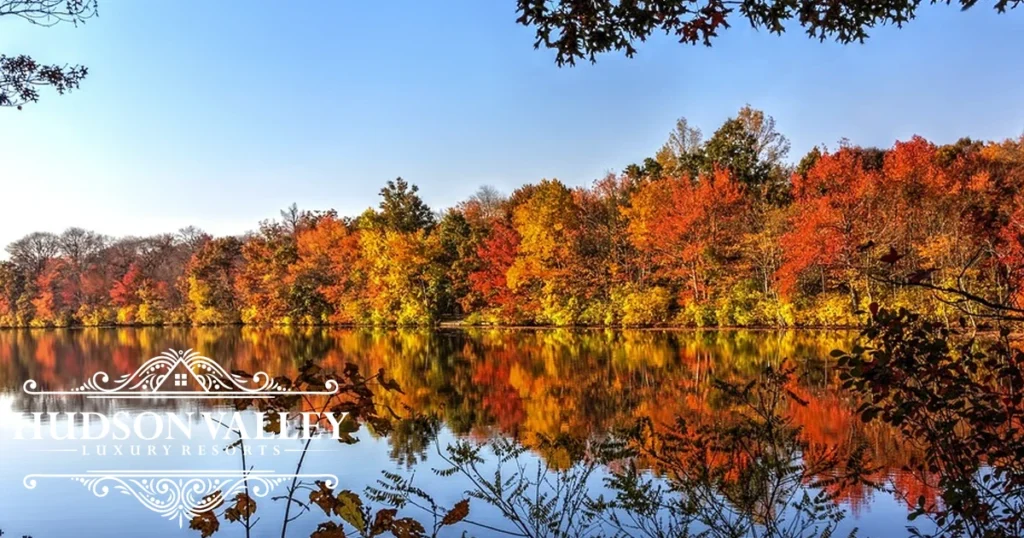 View Hudson Valley landscape autumn foliage private estate retreat setting