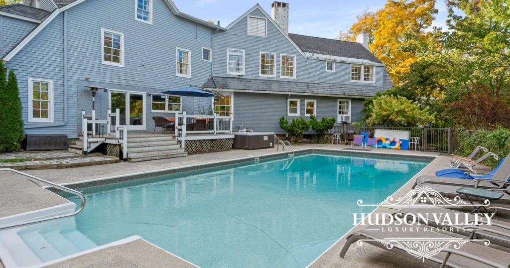 Luxury private estate pool in Hudson Valley weekend getaway